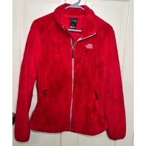 Red North Face Fleece Zip-Up Jacket, Women's Medium